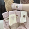 One-piece consignment of pink and purple Australian fleece socks for women, thick and warm for autumn and winter, FairIsland cartoon sweet pile socks details Picture